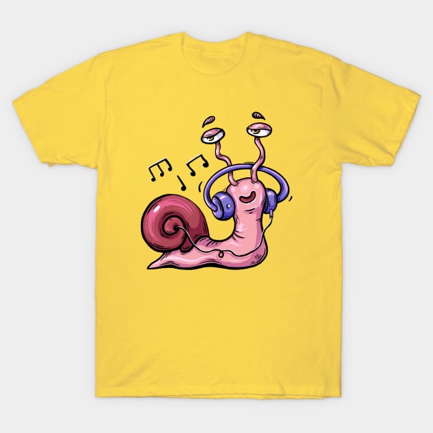 Snail Listening To Music T-Shirt by Hoda Hefzy 